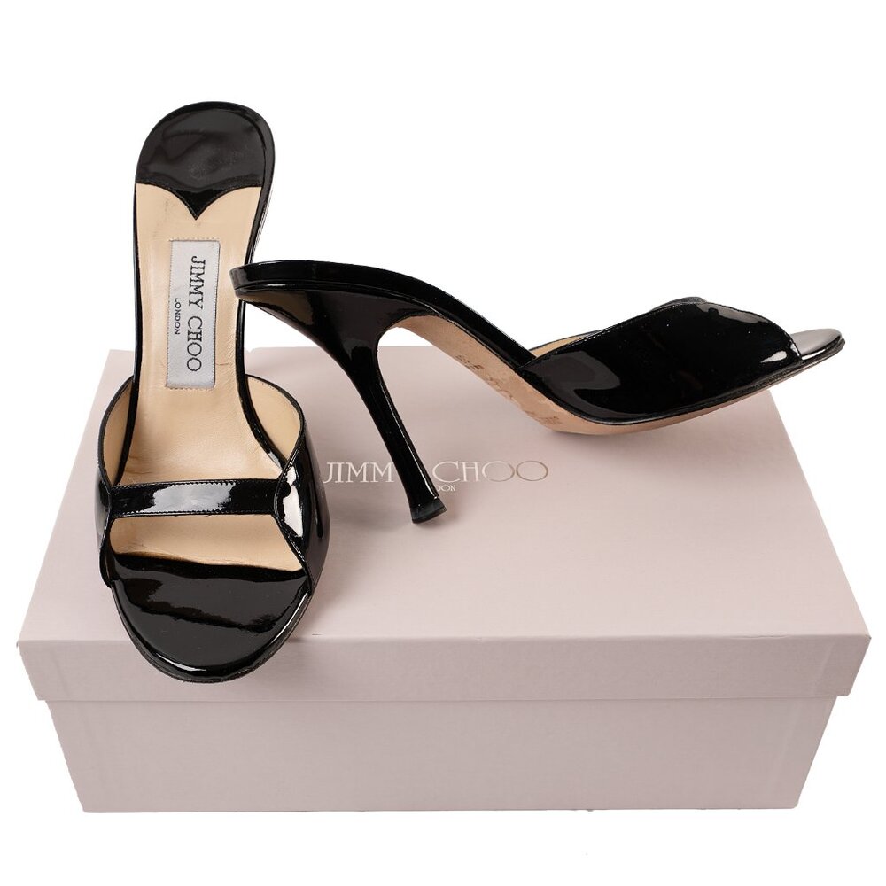 Jimmy Choo “Conti” Black Patent Mule Slides - EU … - image 1